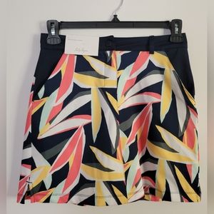 Lady Hagen Women's Golf Skort Skirt Size 2 Retro Leaf Dark Navy Flower